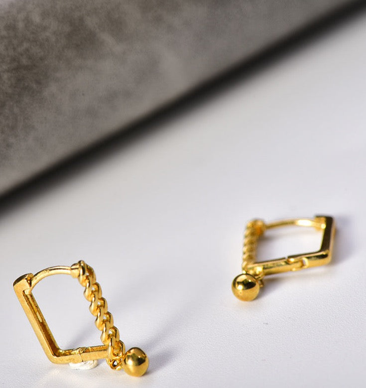 Link Chain Bell Huggie Hoops