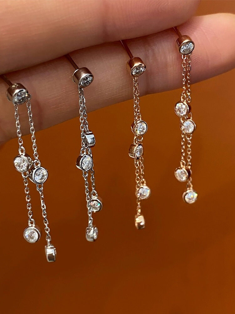 2 in 1 Bezel Waterfall Stud Earrings