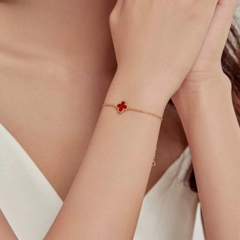 Beaded Agate Clover Bracelet