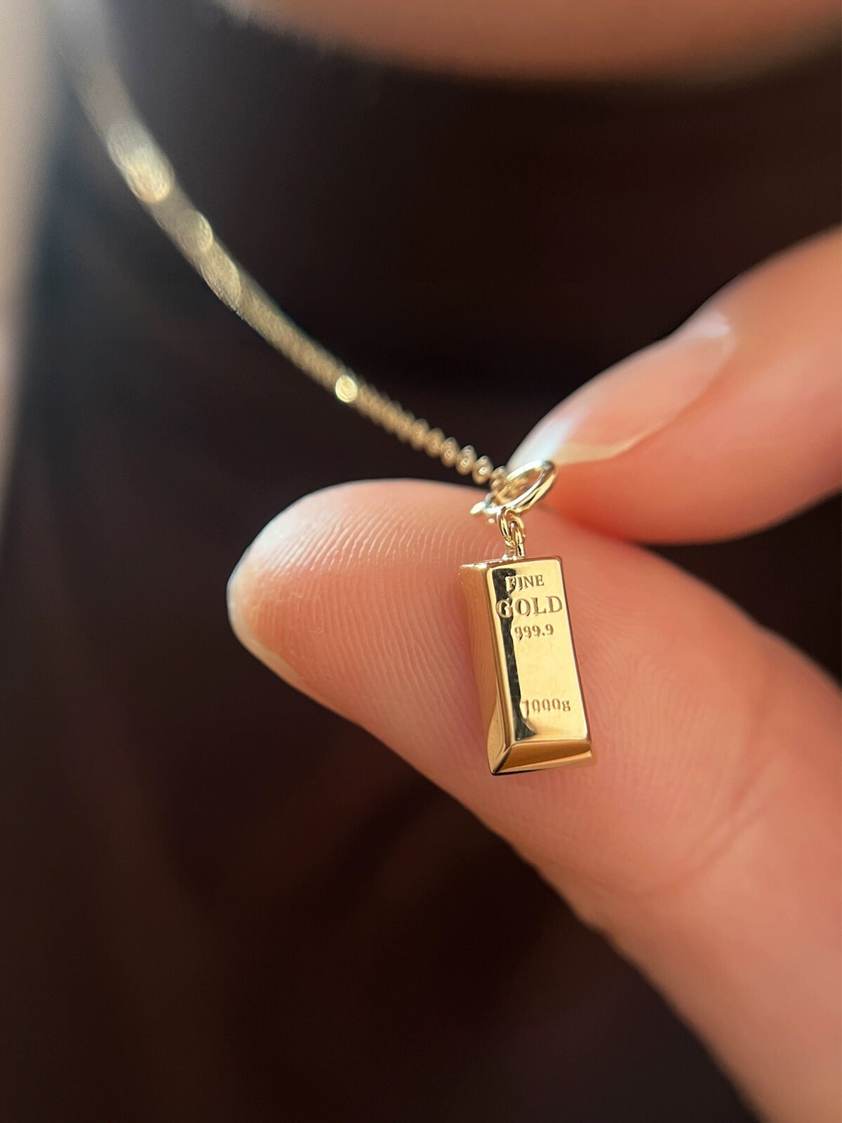 Detachable Gold Bar Charm Pendant