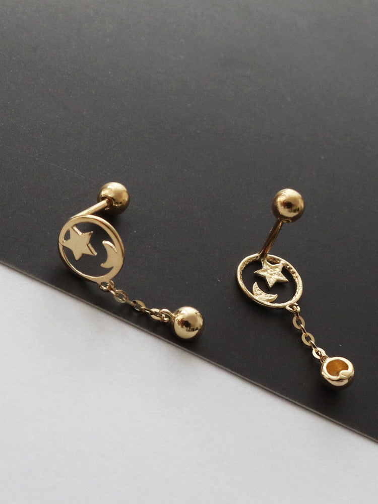 Celestial Chain Drop Stud Earrings