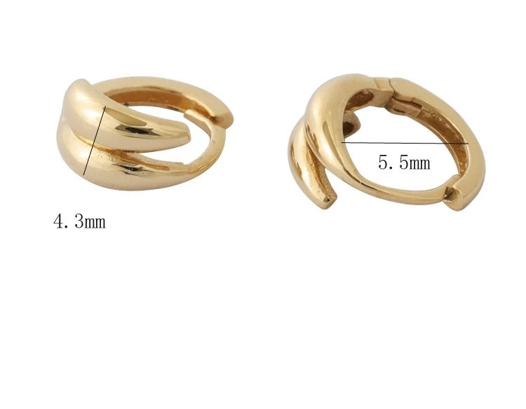 Double Teardrop Huggie Hoops