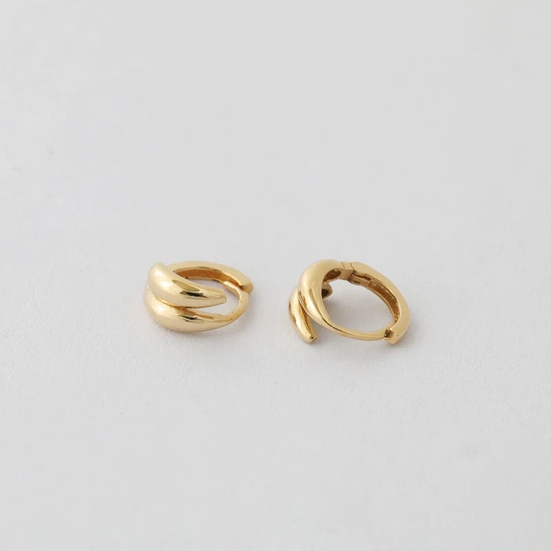 Double Teardrop Huggie Hoops