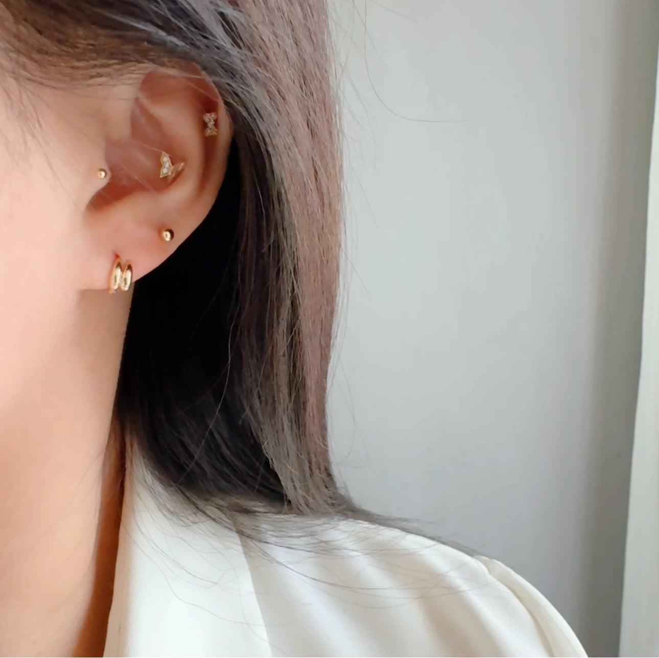 Double Teardrop Huggie Hoops
