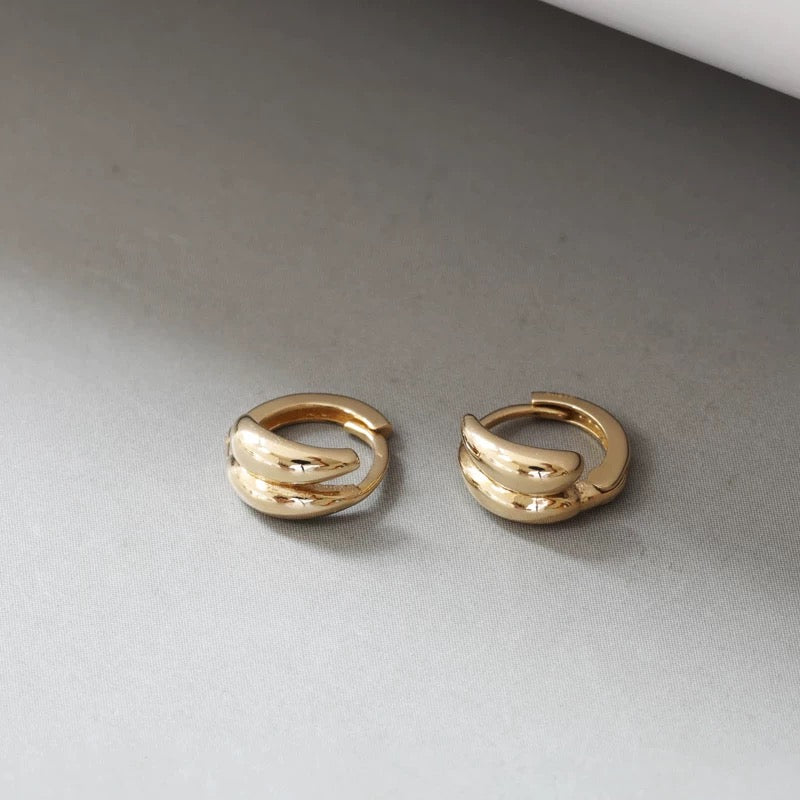 Double Teardrop Huggie Hoops