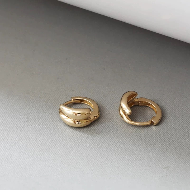 Double Teardrop Huggie Hoops