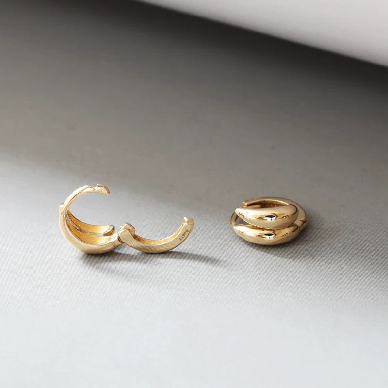 Double Teardrop Huggie Hoops