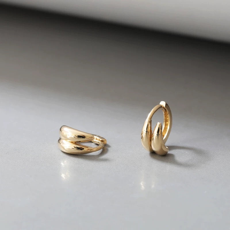 Double Teardrop Huggie Hoops