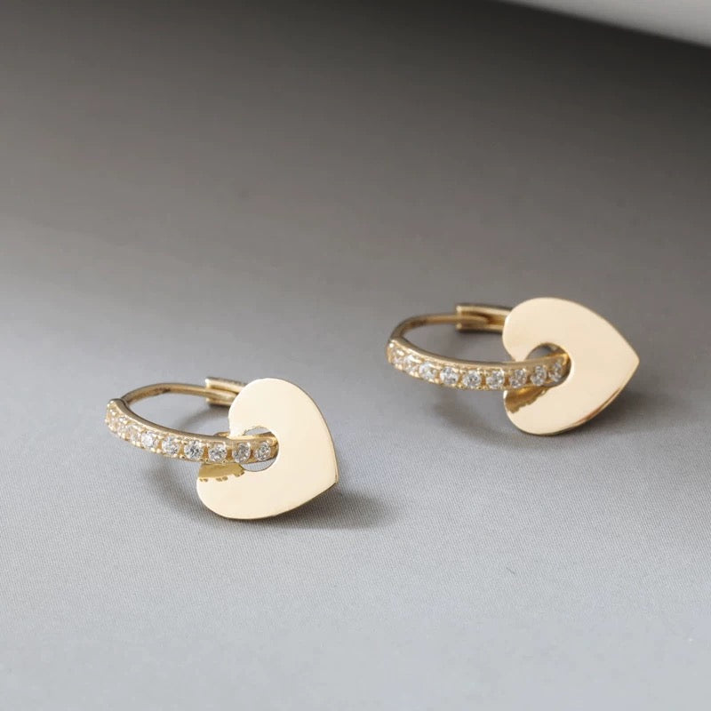 Heart Plate Bling Hoop Earrings