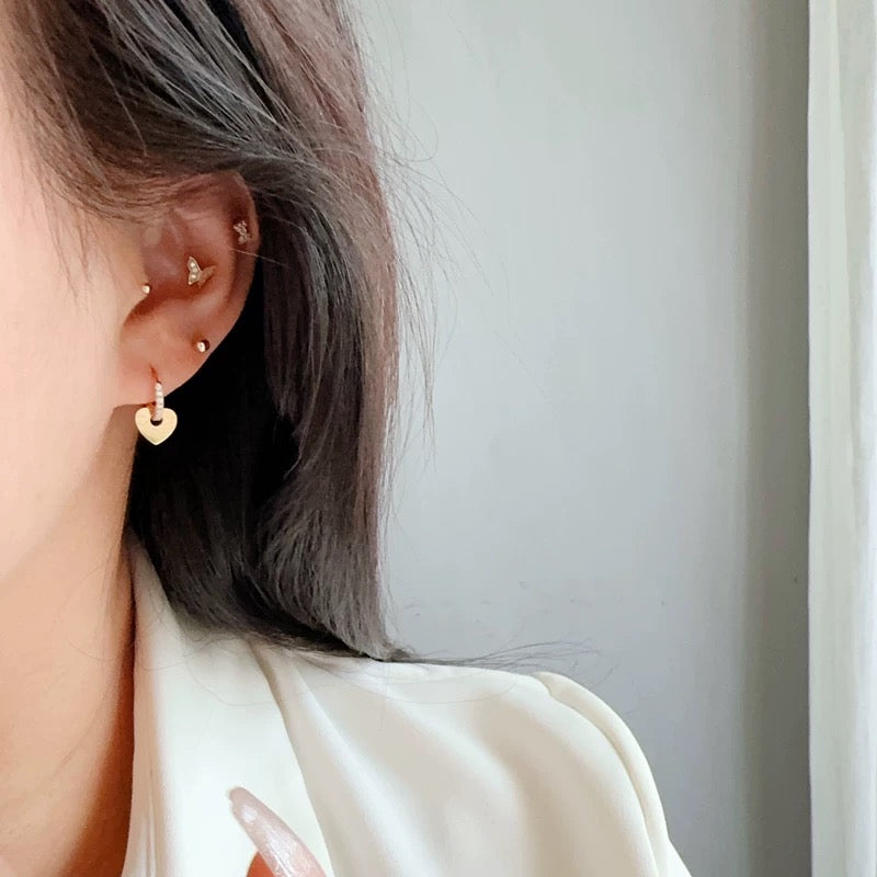 Heart Plate Bling Hoop Earrings