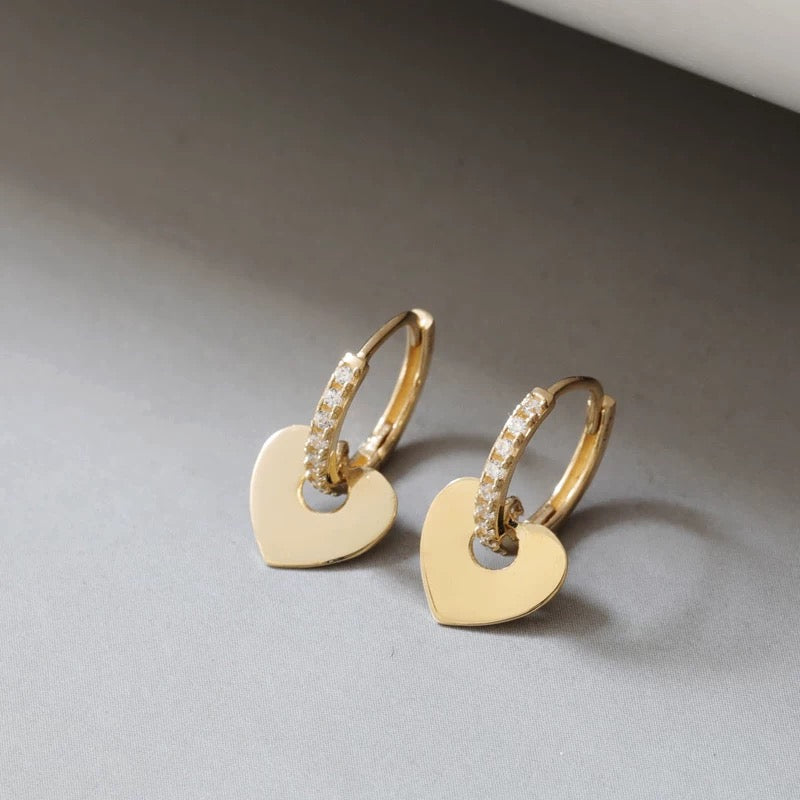 Heart Plate Bling Hoop Earrings