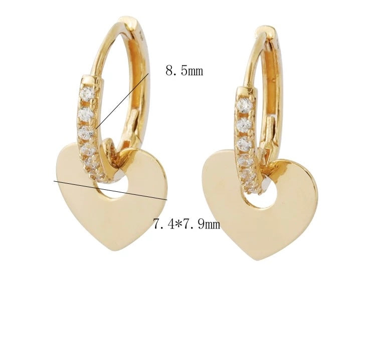 Heart Plate Bling Hoop Earrings