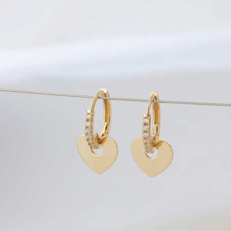 Heart Plate Bling Hoop Earrings