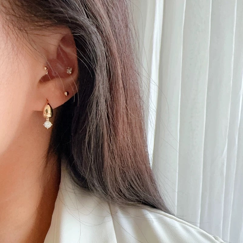 Cuff Curl Drop Huggie Hoops