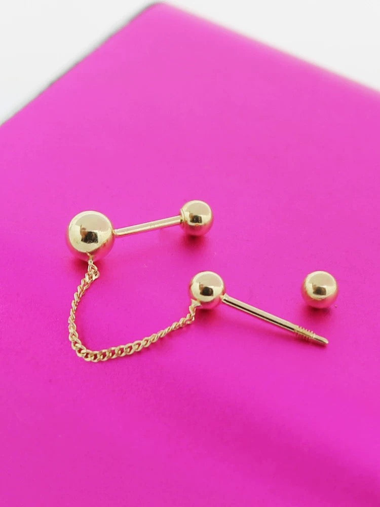 Lungchuck Chain Barbell Stud Earrings