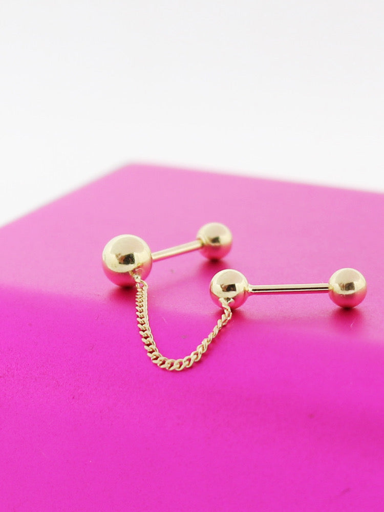 Lungchuck Chain Barbell Stud Earrings