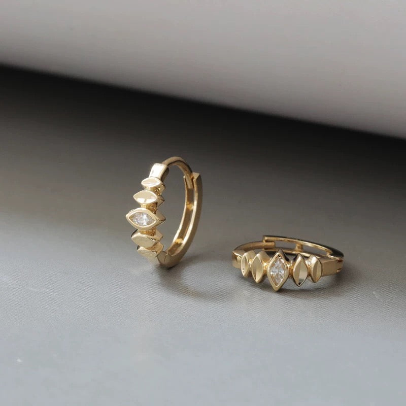 Gem Petal Fence Huggie Hoops