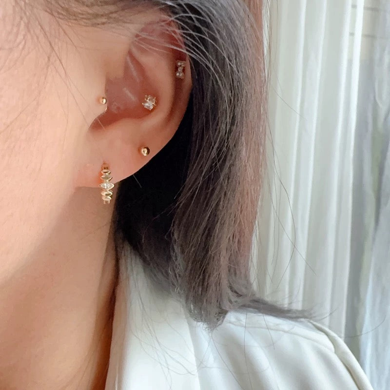 Gem Petal Fence Huggie Hoops