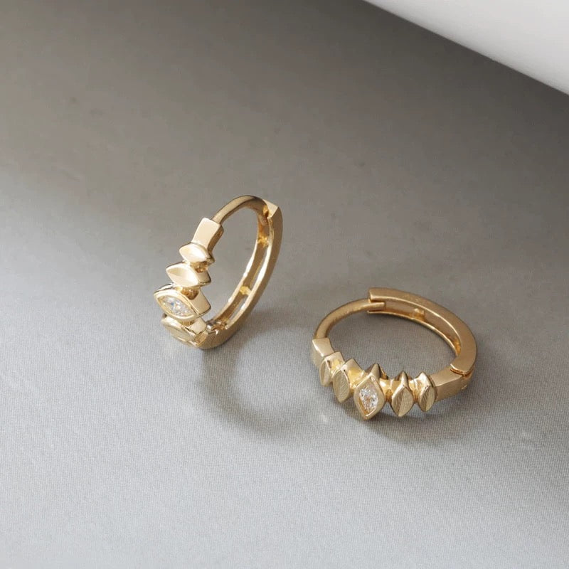 Gem Petal Fence Huggie Hoops