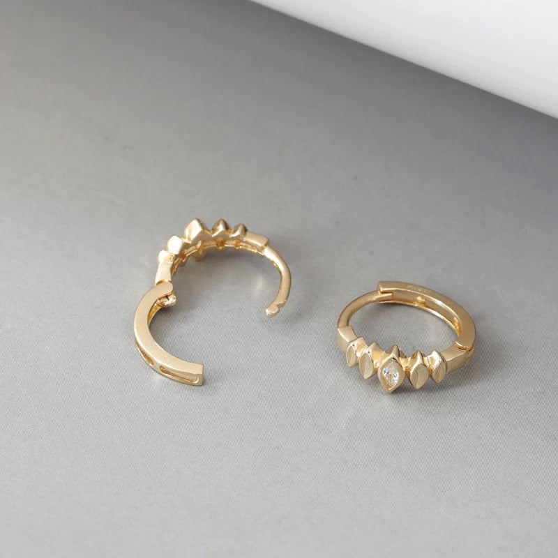 Gem Petal Fence Huggie Hoops