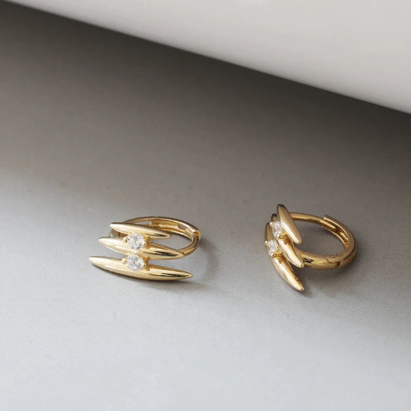Beam Arrow Huggie Hoops