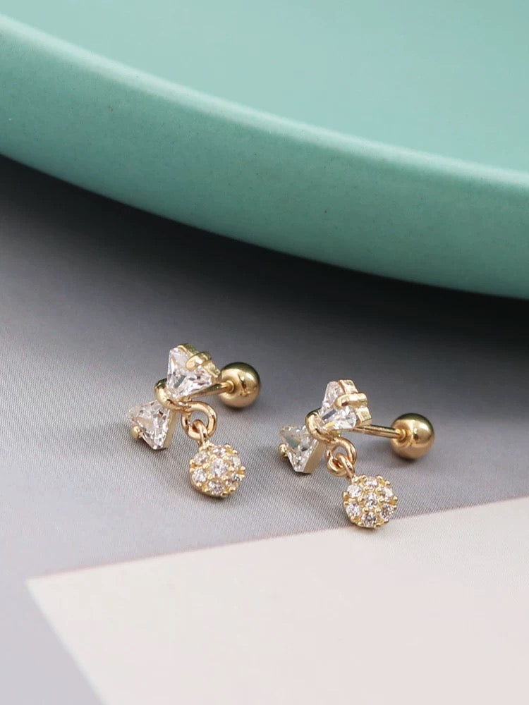 Bow Cluster Drop Stud Earrings