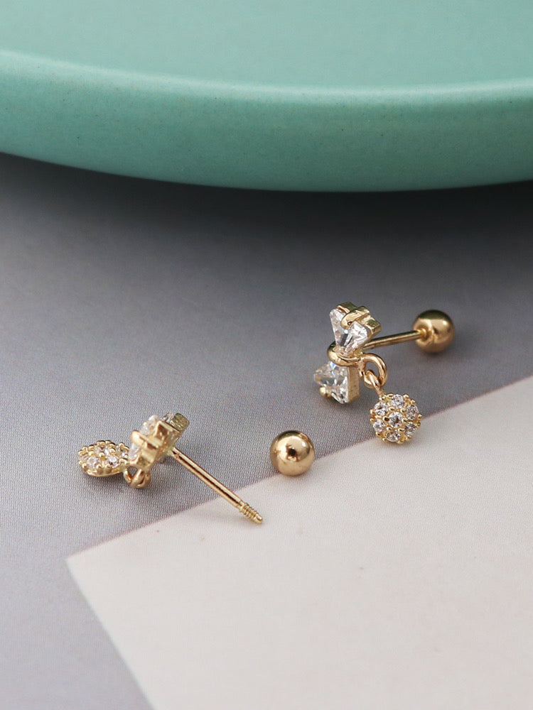 Bow Cluster Drop Stud Earrings