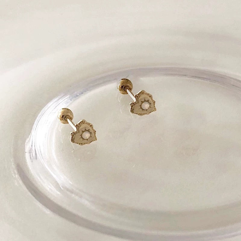 Greta Opal Heart Stud Earrings