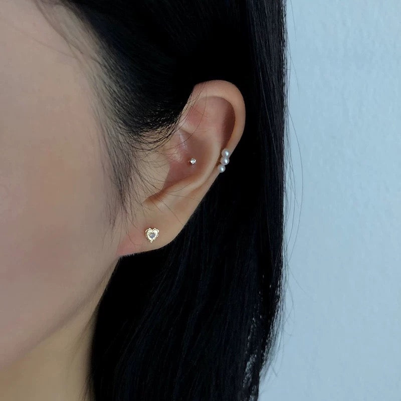 Greta Opal Heart Stud Earrings