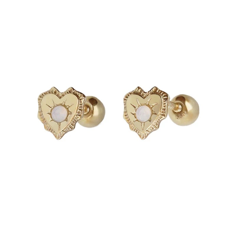 Greta Opal Heart Stud Earrings