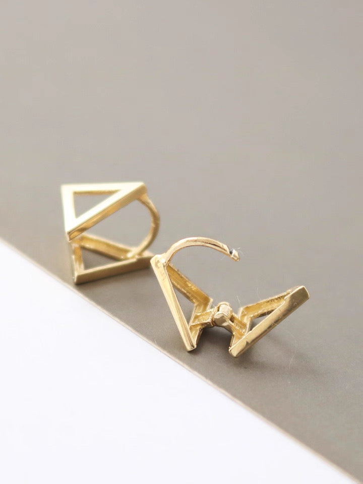 Pyramid Fold Huggie Hoops