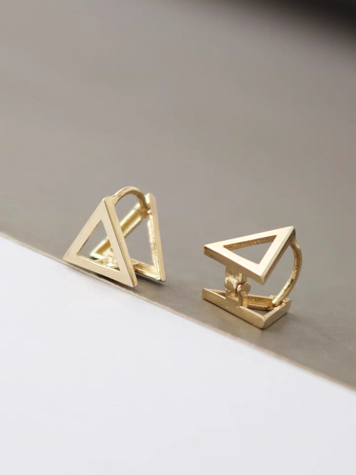 Pyramid Fold Huggie Hoops