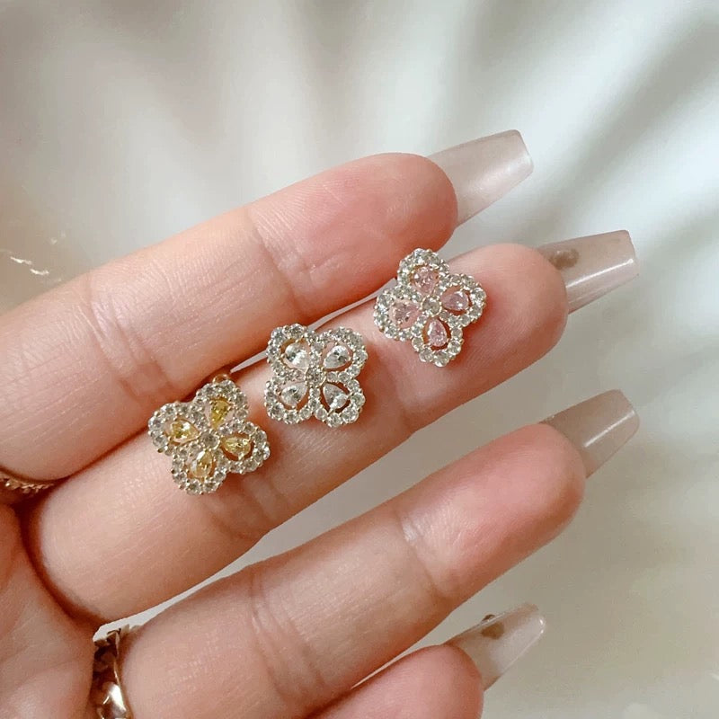 Large Chandelier Clover Stud Earrings