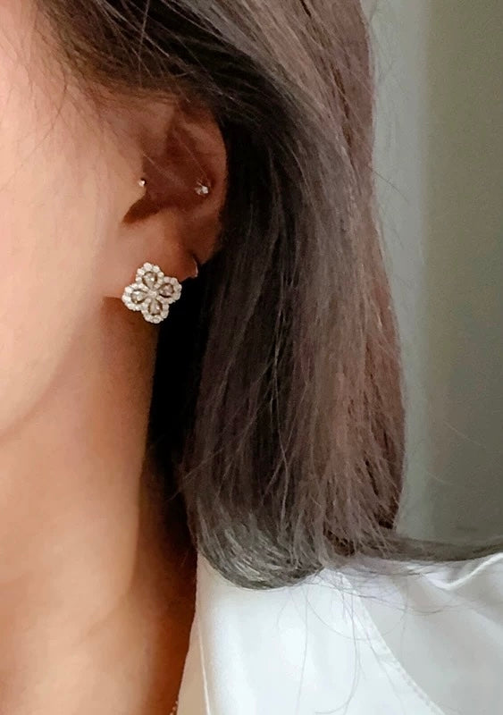 Large Chandelier Clover Stud Earrings