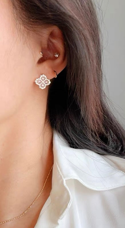 Large Chandelier Clover Stud Earrings