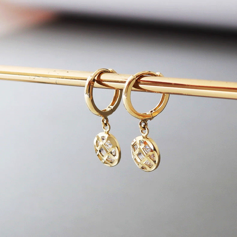 Hanging Pineapple Discs Hoop Earrings