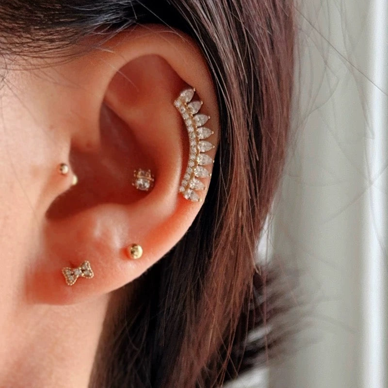 Large Gemstone Tiara Stud Earrings