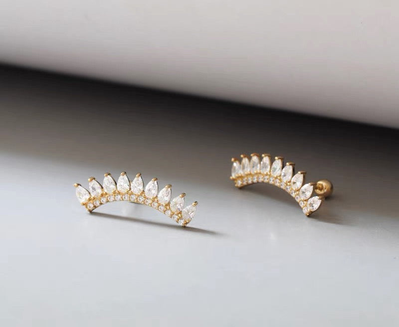 Large Gemstone Tiara Stud Earrings
