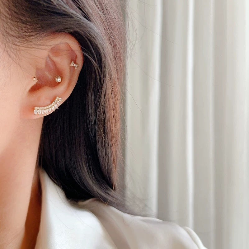 Large Gemstone Tiara Stud Earrings