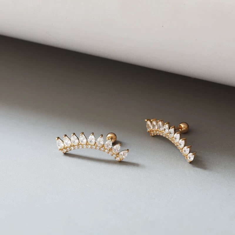 Large Gemstone Tiara Stud Earrings