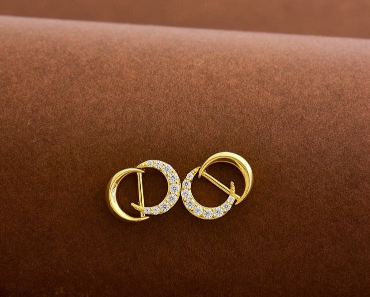 Mirror Moons'CD' Stud Earrings