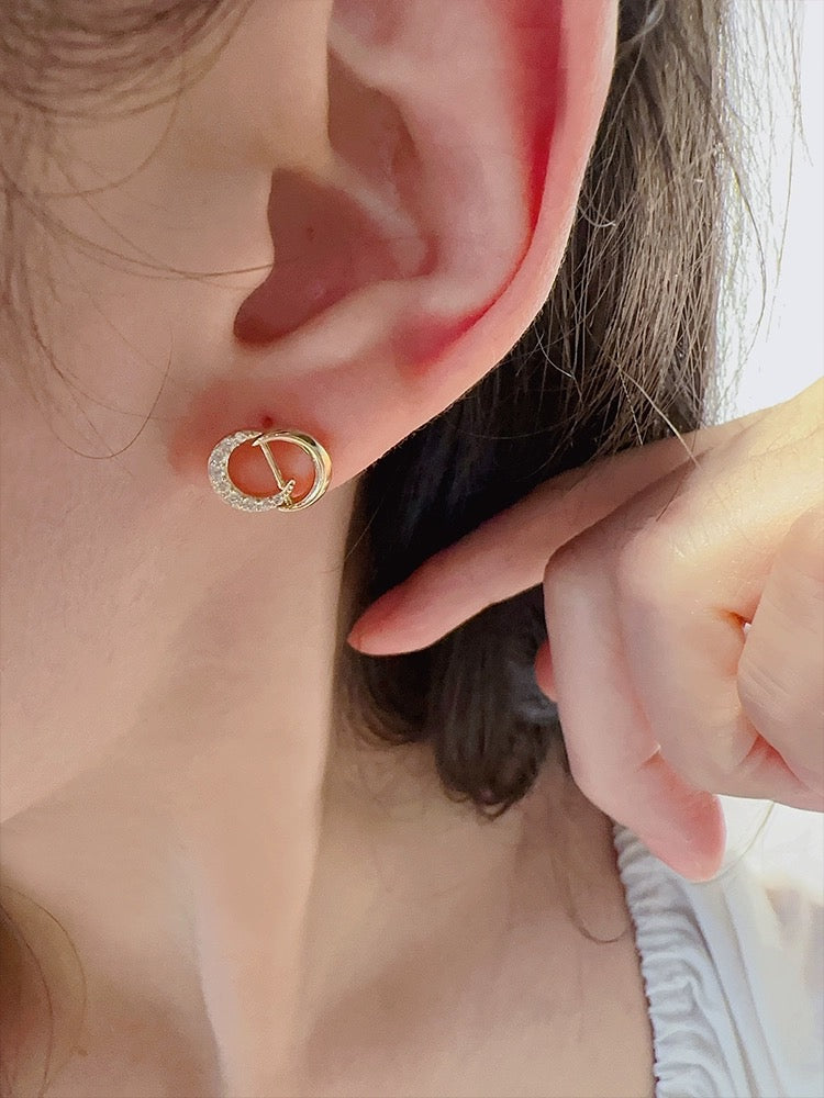 Mirror Moons'CD' Stud Earrings