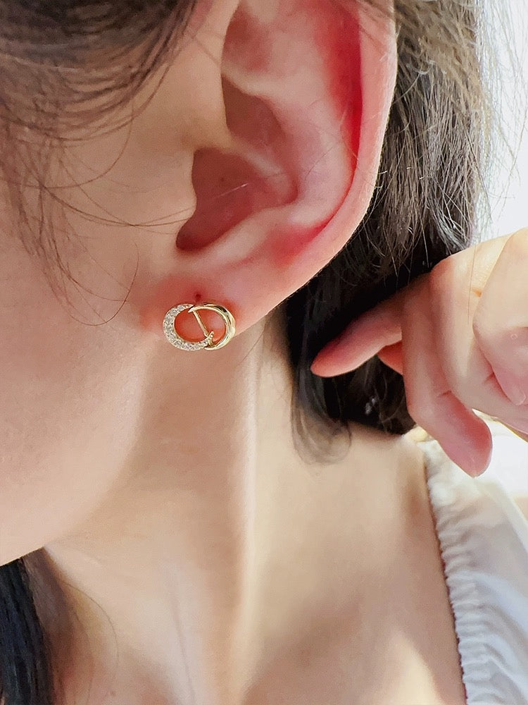 Mirror Moons'CD' Stud Earrings