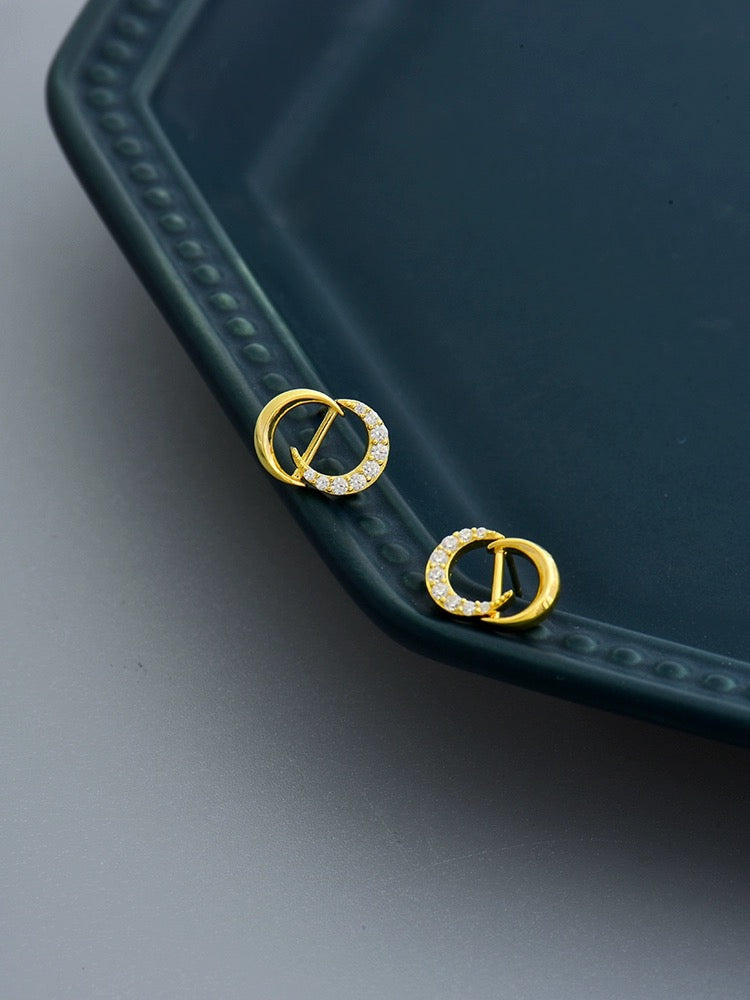 Mirror Moons'CD' Stud Earrings