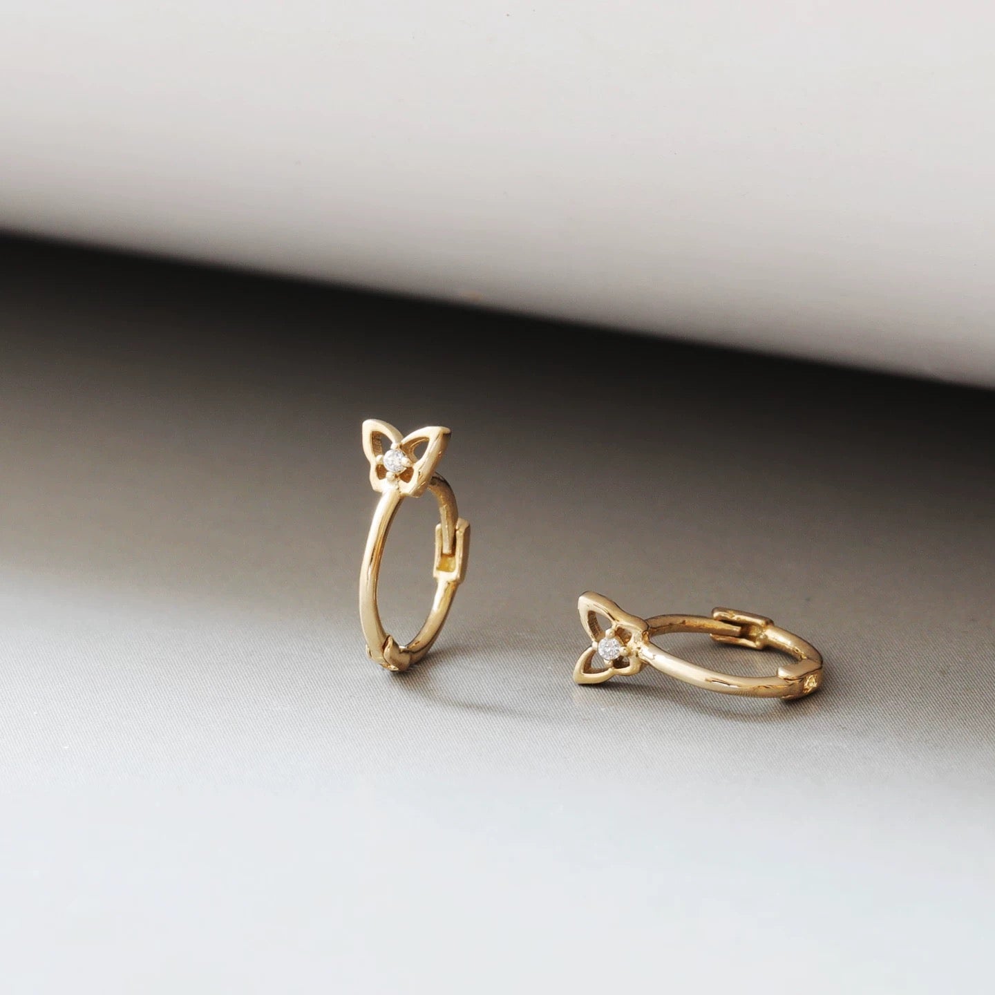 Butterfly Motif Huggie Hoops