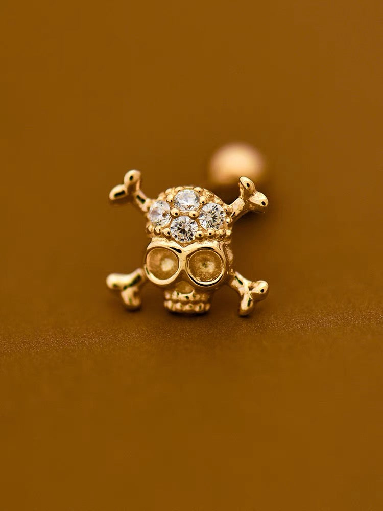 Crystal Pirate Skull Stud Earrings