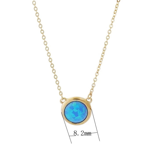 Blue Opal Stone Dish Necklace