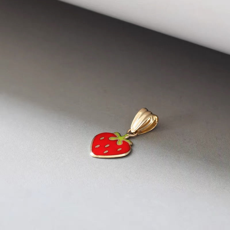 Red Strawberry Heart Charm Pendant