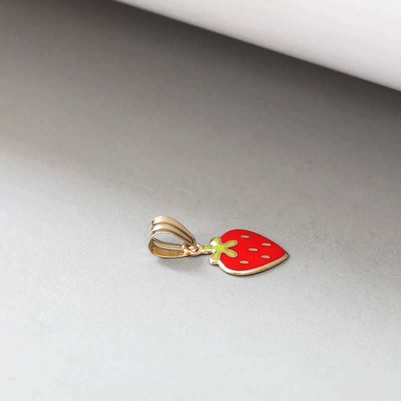 Red Strawberry Heart Charm Pendant