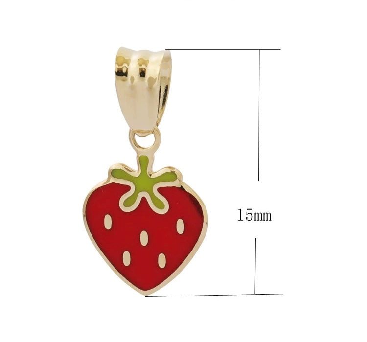 Red Strawberry Heart Charm Pendant